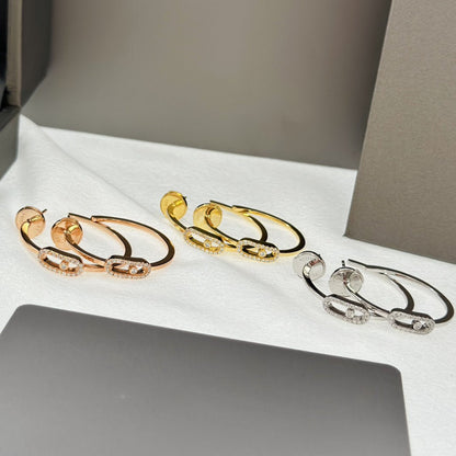 [⭐Miroze]CREOLES MOVE UNO PM DIAMOND EARRINGS