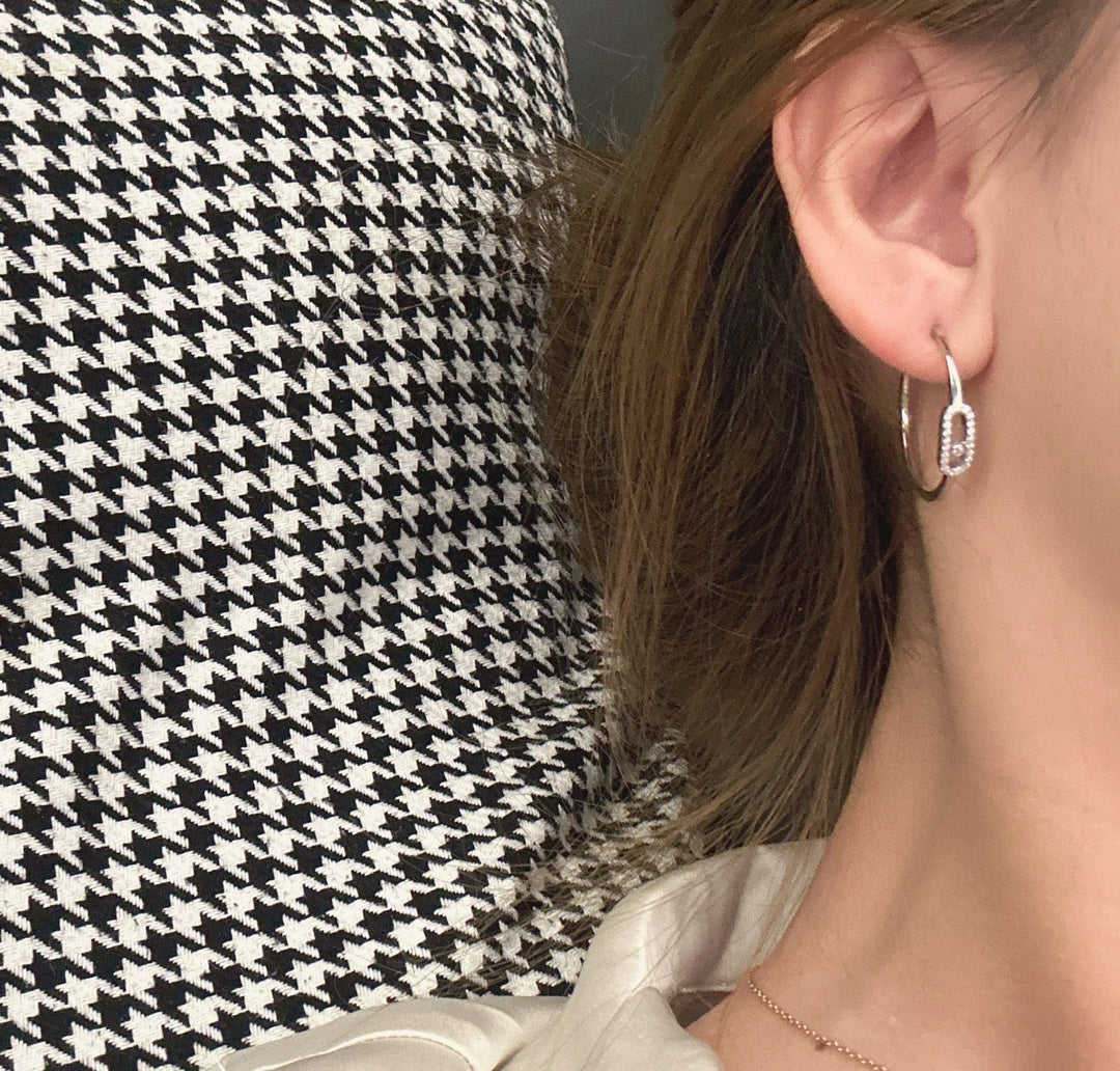 [⭐Miroze]CREOLES MOVE UNO PM DIAMOND EARRINGS