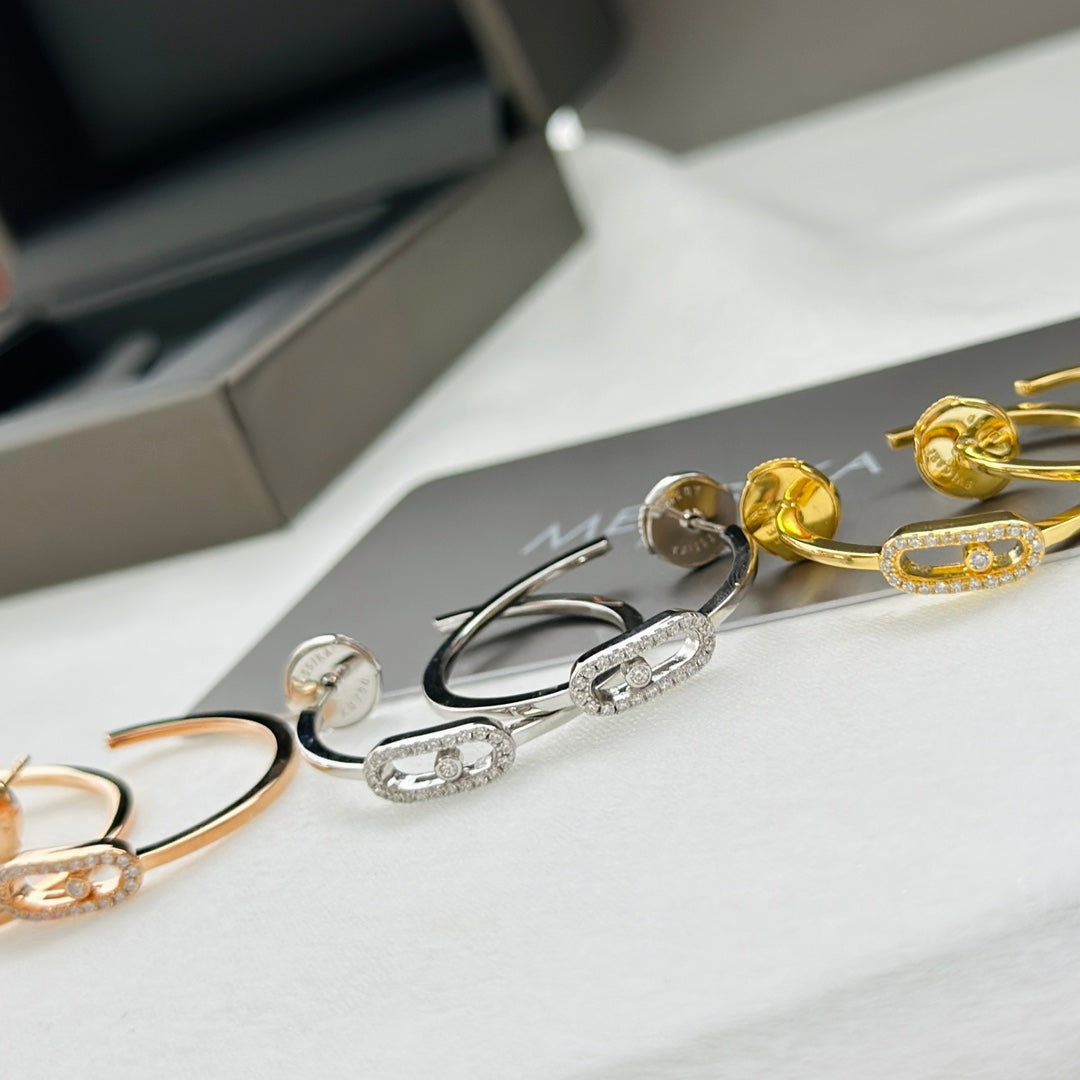 [⭐Miroze]CREOLES MOVE UNO PM DIAMOND EARRINGS