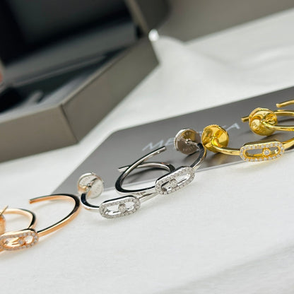 [⭐Miroze]CREOLES MOVE UNO PM DIAMOND EARRINGS