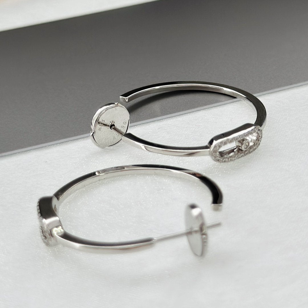 [⭐Miroze]CREOLES MOVE UNO PM DIAMOND EARRINGS