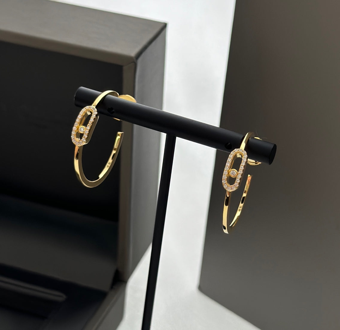 [⭐Miroze]CREOLES MOVE UNO PM DIAMOND EARRINGS