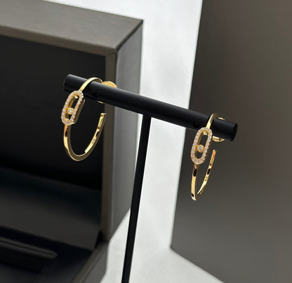 [⭐Miroze]CREOLES MOVE UNO PM DIAMOND EARRINGS
