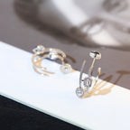 [⭐Miroze]CREOLES MY TWIN 2 RANGS SILVER DIAMOND EARRINGS