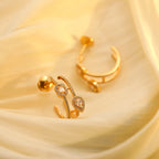 [⭐Miroze]CREOLES MY TWIN 2 RANGS SILVER DIAMOND EARRINGS