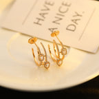 [⭐Miroze]CREOLES MY TWIN 2 RANGS SILVER DIAMOND EARRINGS