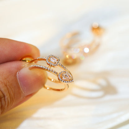 [[⭐DORISW] ] CREOLES MY TWIN 2 RANGS SILVER DIAMOND EARRINGS