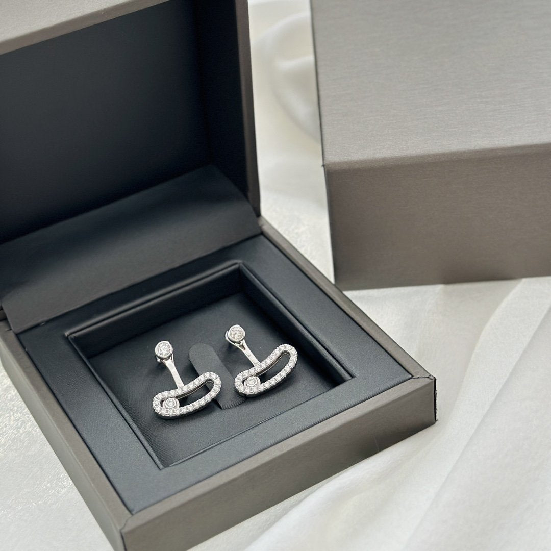 [⭐Miroze]MOVE UNO SILVER DIAMOND EARRINGS