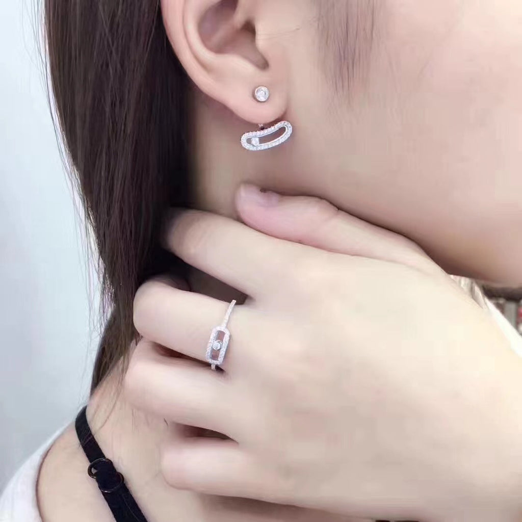 [⭐Miroze]MOVE UNO SILVER DIAMOND EARRINGS