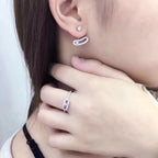 [⭐Miroze]MOVE UNO SILVER DIAMOND EARRINGS