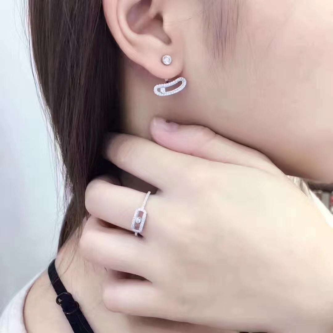 [⭐Miroze]MOVE UNO SILVER DIAMOND EARRINGS