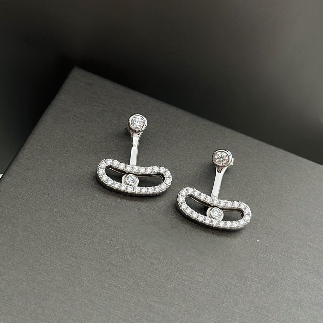 [⭐Miroze]MOVE UNO SILVER DIAMOND EARRINGS