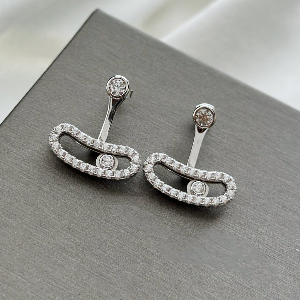 [⭐Miroze]MOVE UNO SILVER DIAMOND EARRINGS