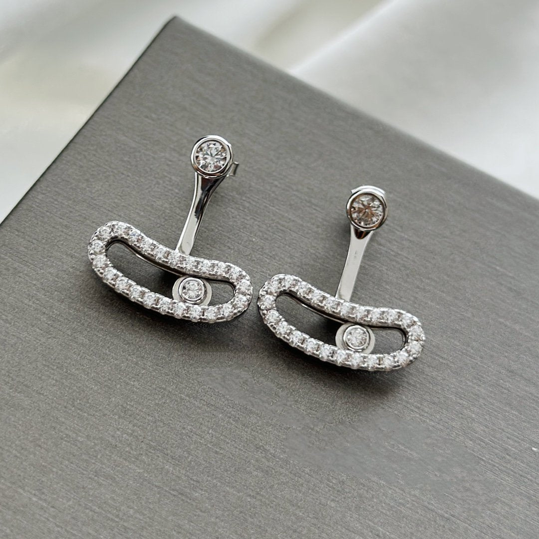 [⭐Miroze]MOVE UNO SILVER DIAMOND EARRINGS