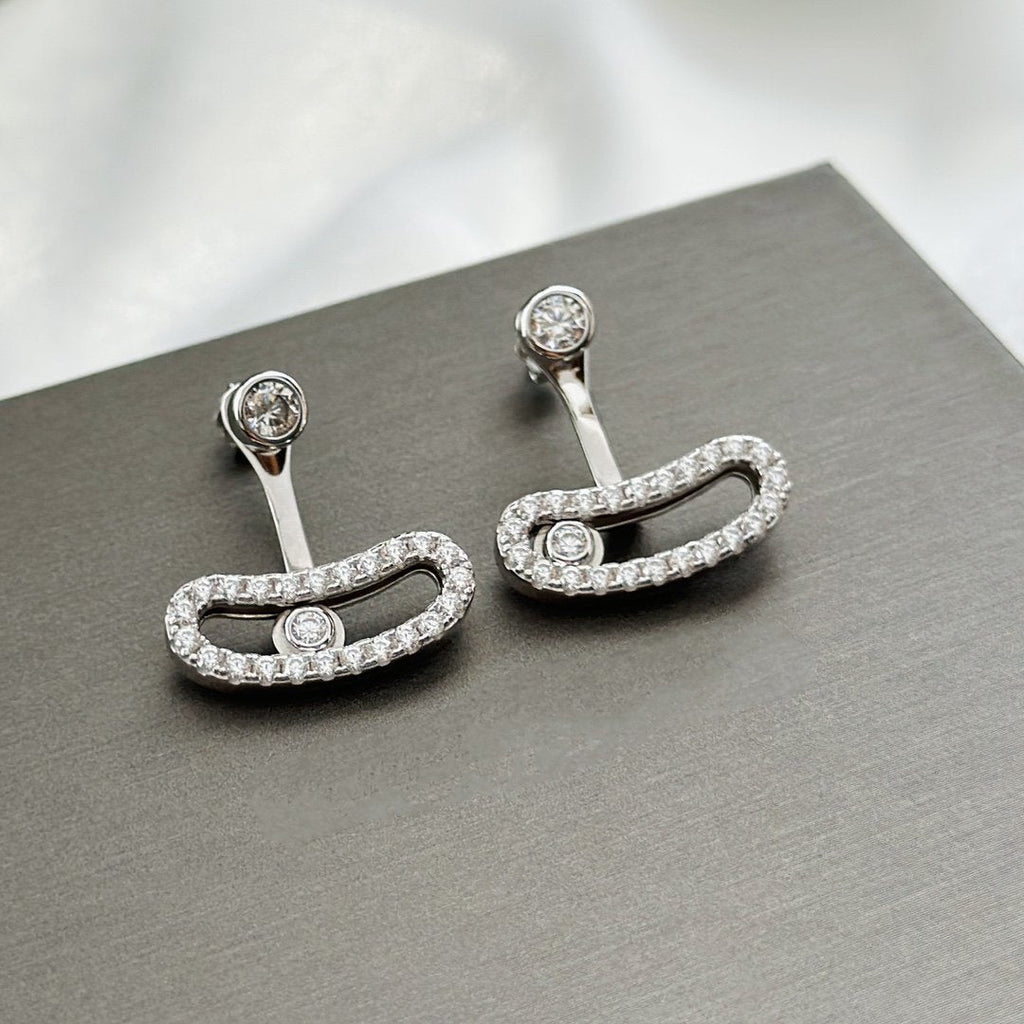 [⭐Miroze]MOVE UNO SILVER DIAMOND EARRINGS