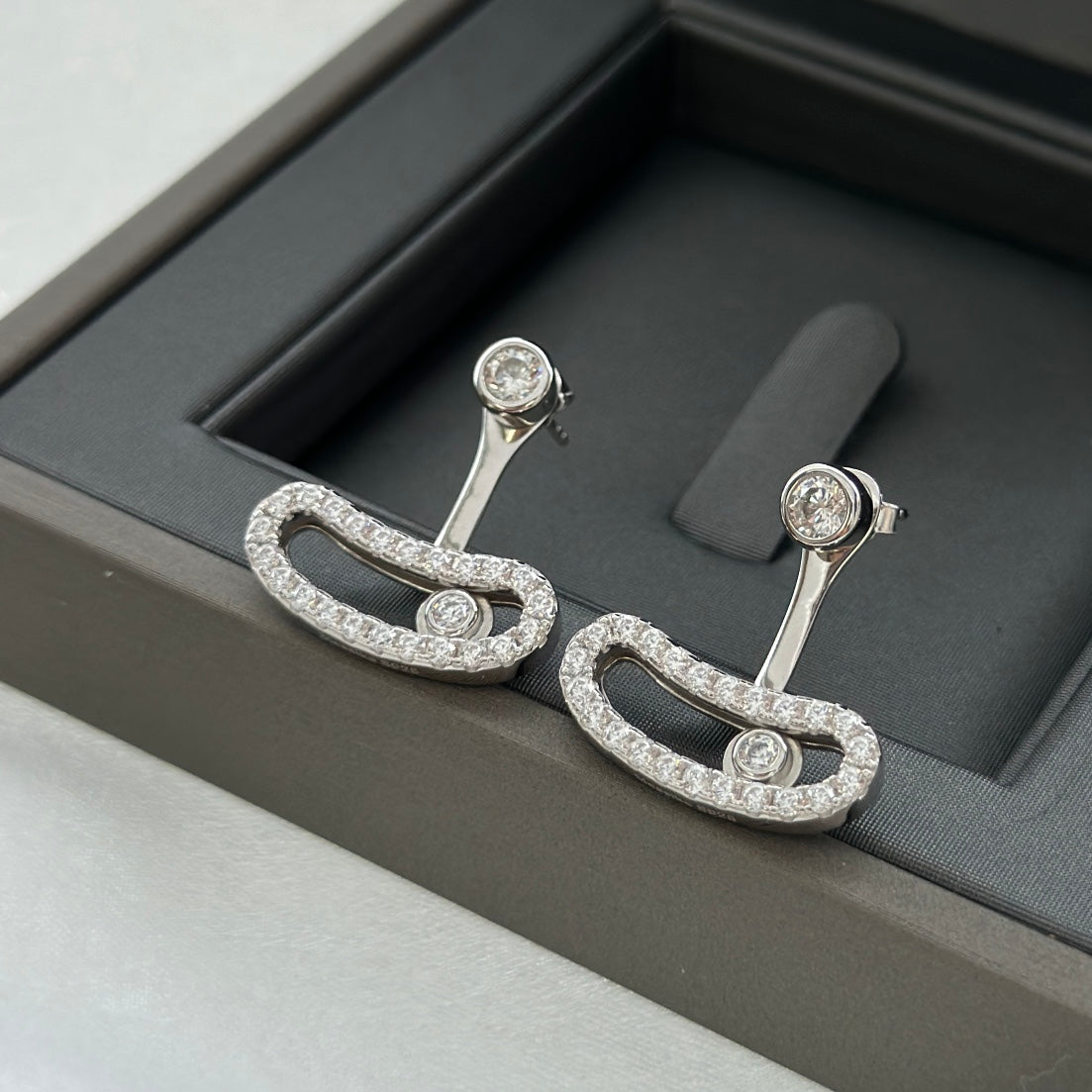 [⭐Miroze]MOVE UNO SILVER DIAMOND EARRINGS