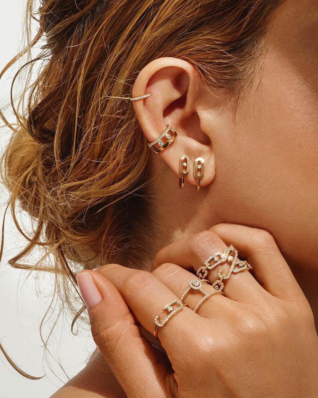 [[⭐Miroze] ] CREOLES MOVE UNO MINI 1 DIAMOND EARRINGS