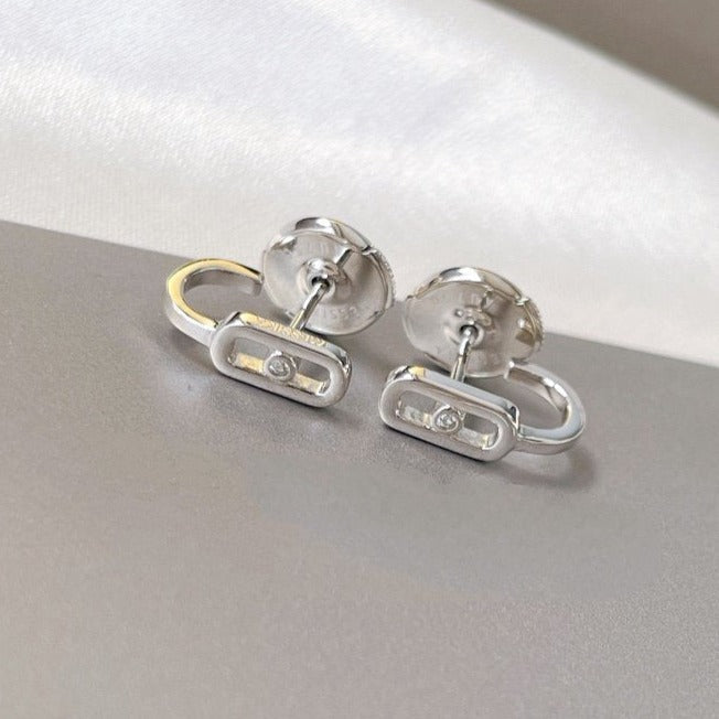 [⭐Miroze]CREOLES MOVE UNO MINI 1 DIAMOND EARRINGS