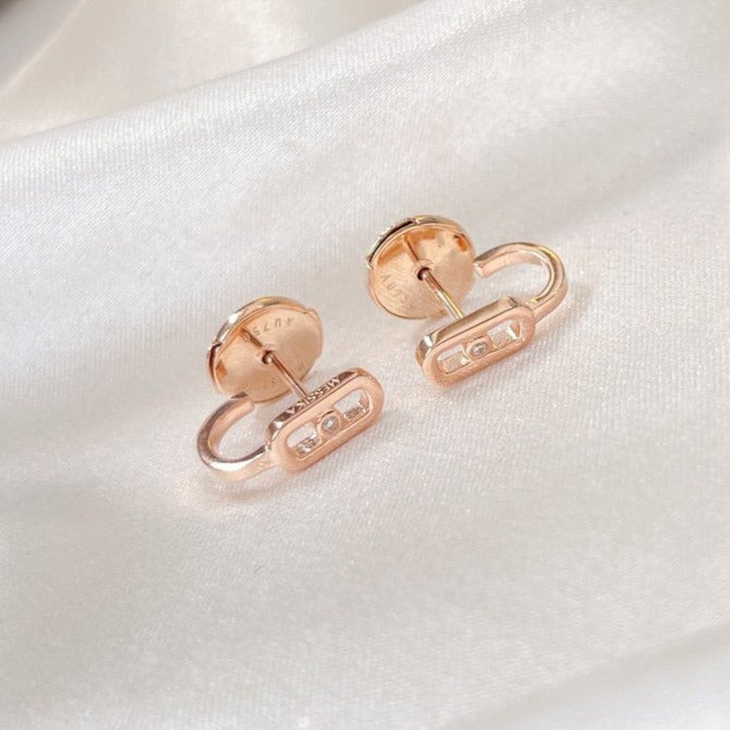 [⭐Miroze]CREOLES MOVE UNO MINI 1 DIAMOND EARRINGS