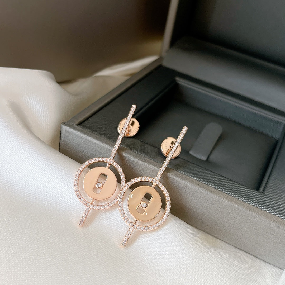 [⭐Miroze]Demo MOVE ARROW PINK GOLD DIAMOND EARRINGS