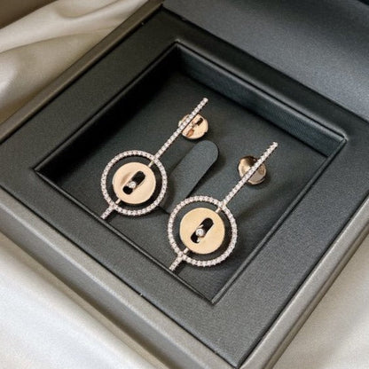 [⭐Miroze]Demo MOVE ARROW PINK GOLD DIAMOND EARRINGS