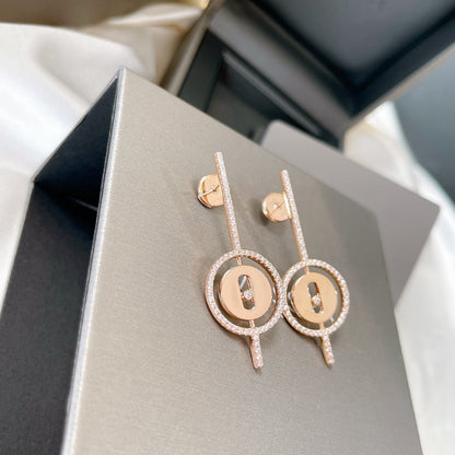 [⭐Miroze]Demo MOVE ARROW PINK GOLD DIAMOND EARRINGS