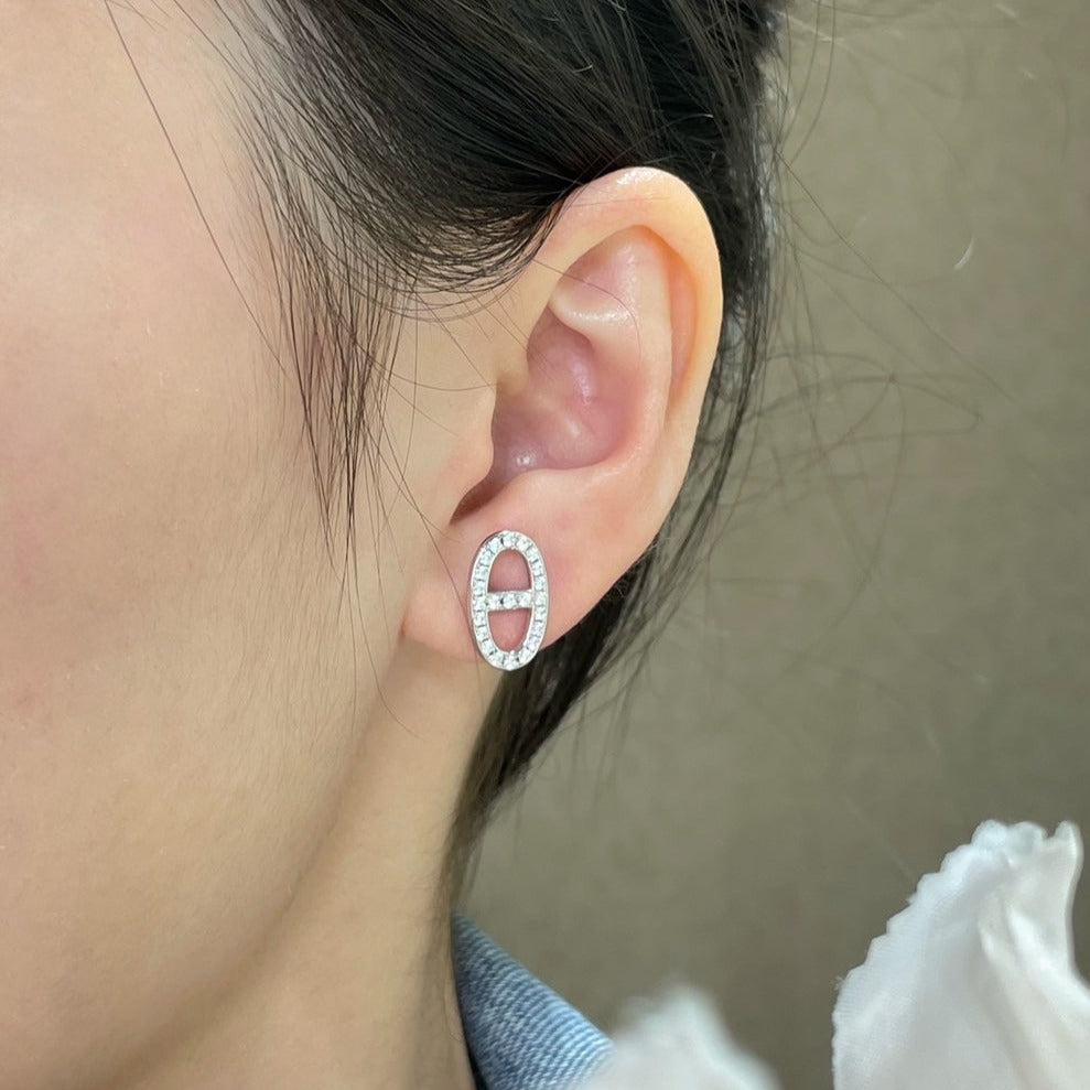 ⭐Miroze HM FULL DIAMOND PIG NOSE STUD EARRINGS