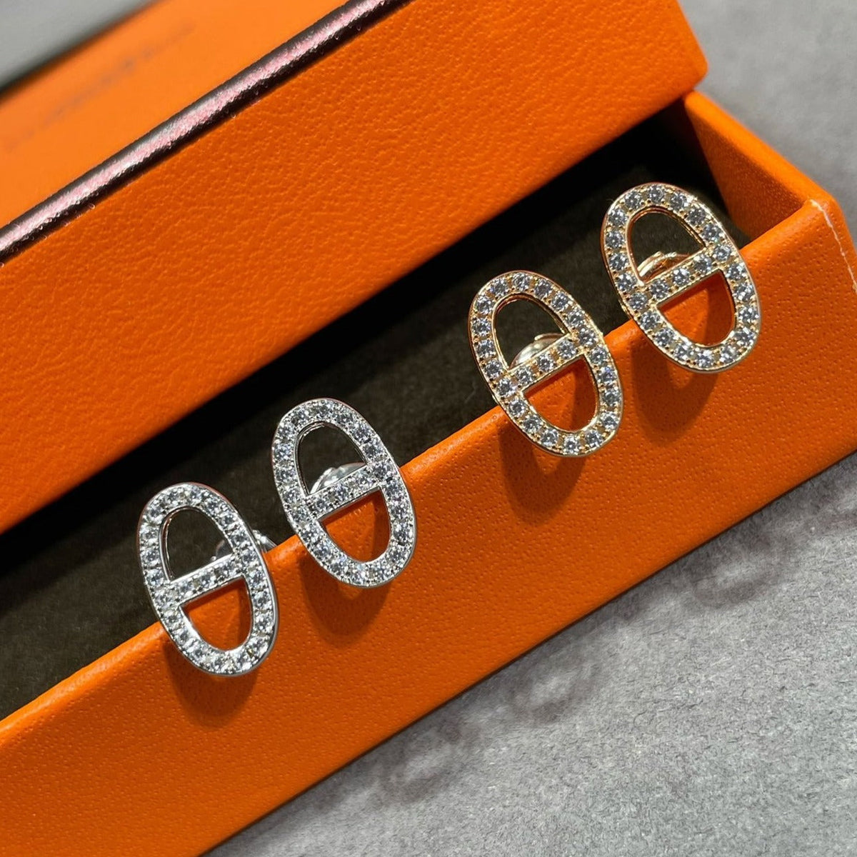 [⭐Miroze]HM フルダイヤモンド ピッグノーズ スタッドピアス