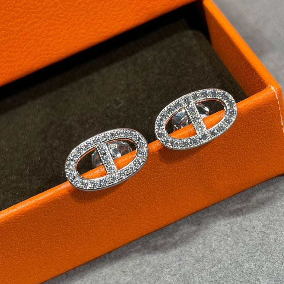 ⭐Miroze HM FULL DIAMOND PIG NOSE STUD EARRINGS