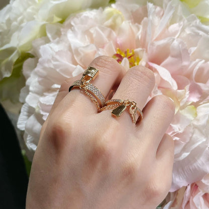 [⭐Miroze]HM KELLY CLOCHETTE DOUBLE RING IN  WITH DIAMONDS