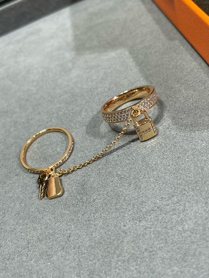 [⭐Miroze]HM KELLY CLOCHETTE DOUBLE RING IN  WITH DIAMONDS
