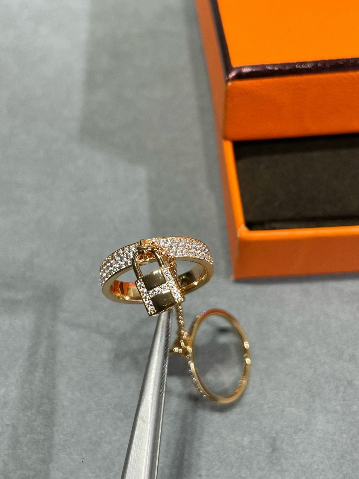 ⭐Miroze HM KELLY CLOCHETTE DOUBLE RING IN  WITH DIAMONDS