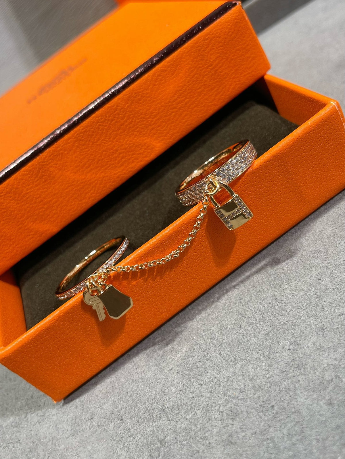 [⭐Miroze]HM KELLY CLOCHETTE DOUBLE RING IN  WITH DIAMONDS
