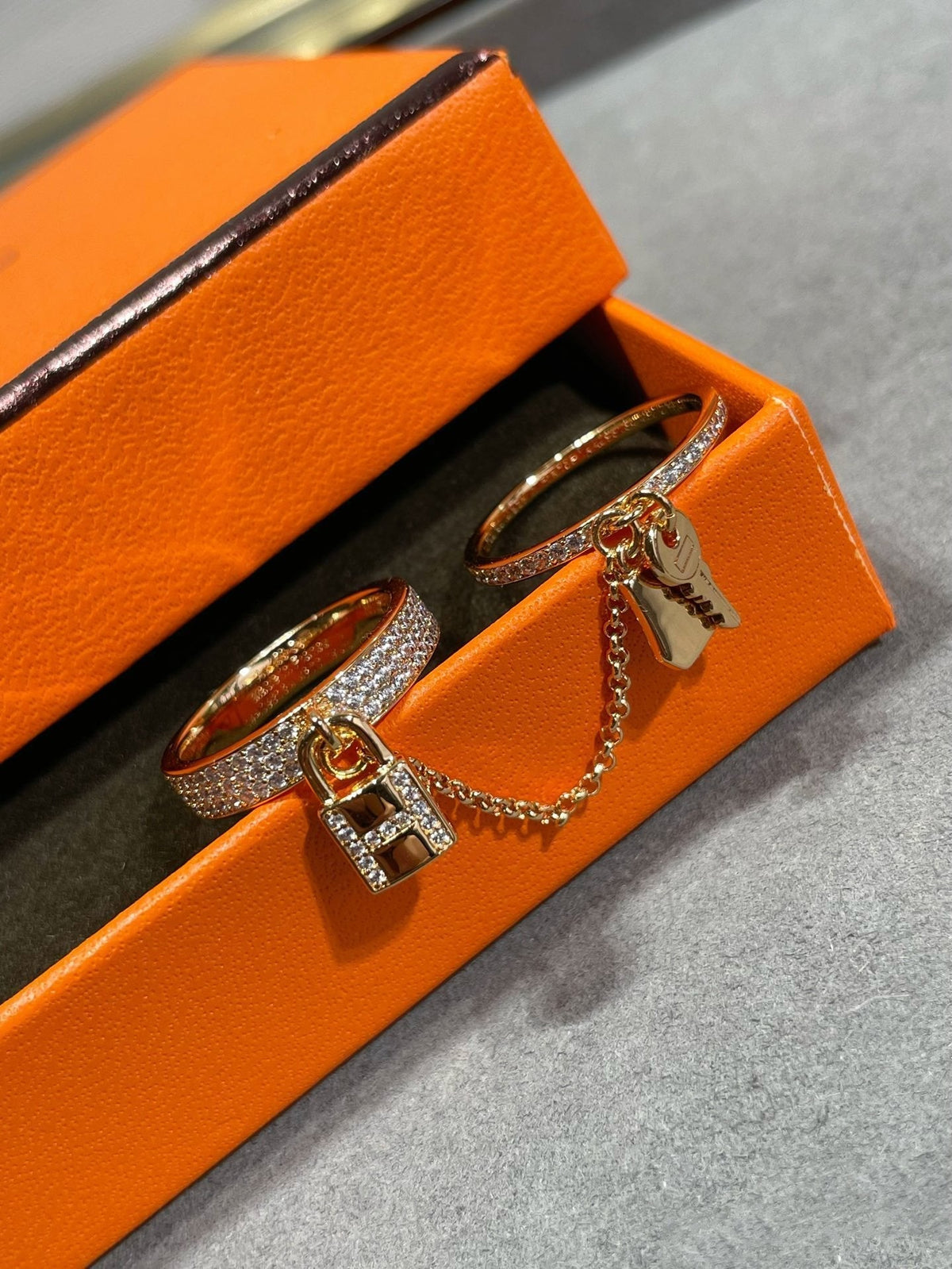 [⭐Miroze]HM KELLY CLOCHETTE DOUBLE RING IN  WITH DIAMONDS
