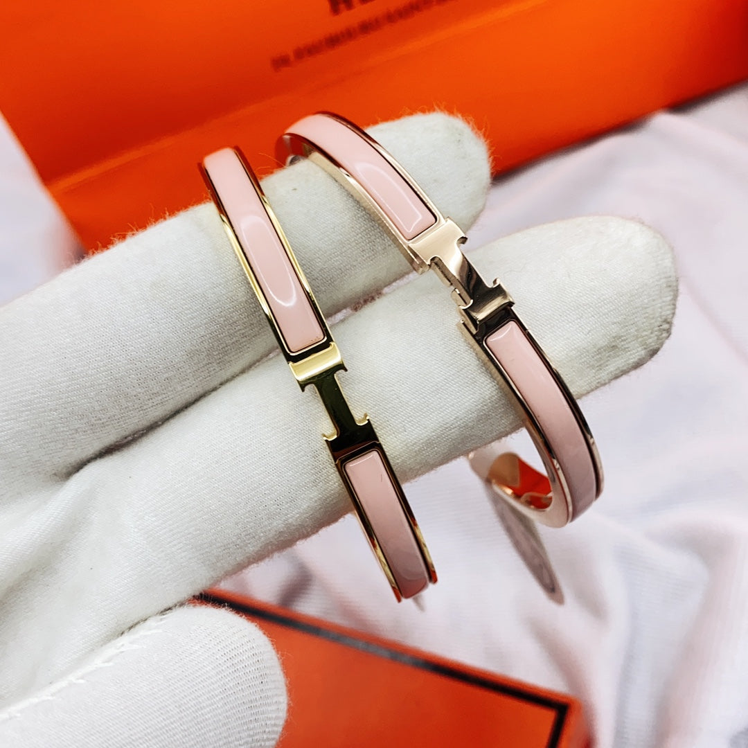 [⭐Miroze]CLASSIC HM CLIC  PINK 8MM ENAMEL BRACELET