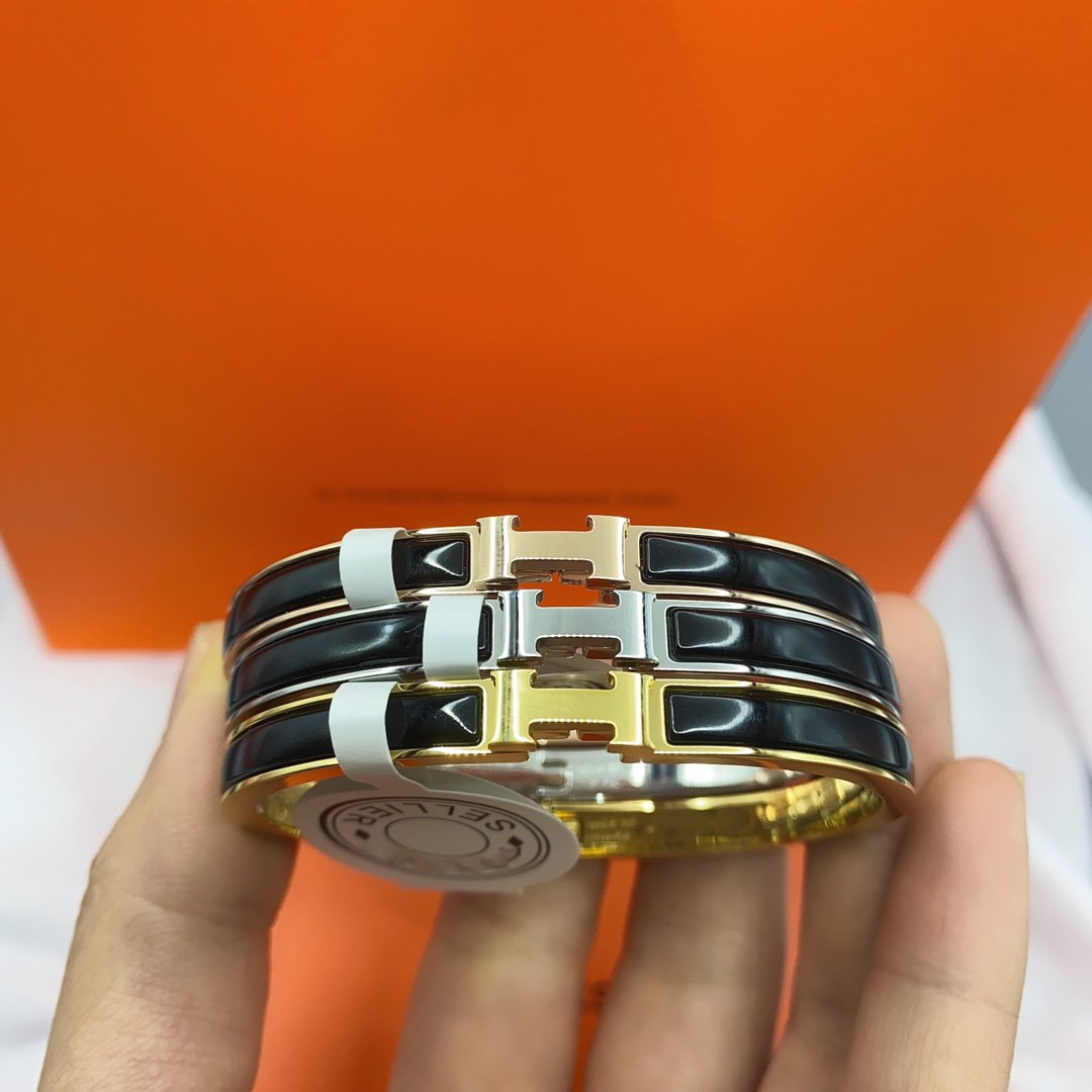 ⭐Miroze CLASSIC HM CLIC BLACK 8MM ENAMEL BRACELET