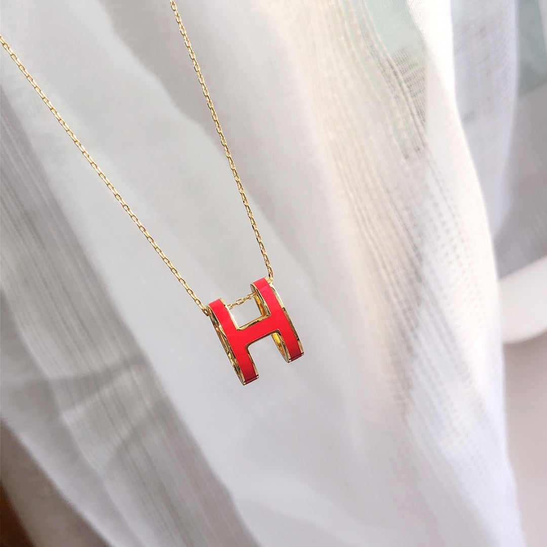 ⭐Miroze HM CLIC RED ENAMEL GOLD NECKLACE