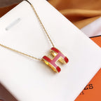 ⭐Miroze HM CLIC RED ENAMEL GOLD NECKLACE