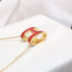 ⭐Miroze HM CLIC RED ENAMEL GOLD NECKLACE