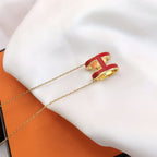 ⭐Miroze HM CLIC RED ENAMEL GOLD NECKLACE