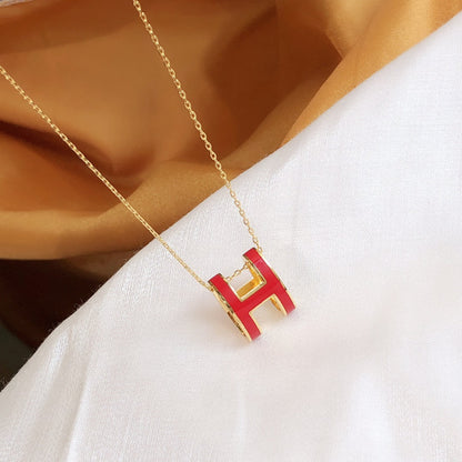 [⭐Miroze]HM CLIC RED ENAMEL GOLD NECKLACE