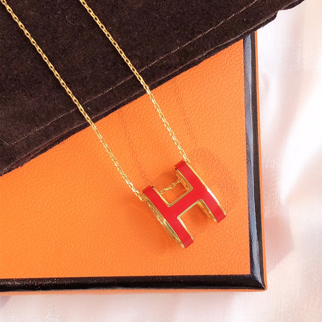 [⭐Miroze]HM CLIC RED ENAMEL GOLD NECKLACE
