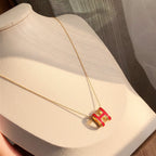 ⭐Miroze HM CLIC RED ENAMEL GOLD NECKLACE