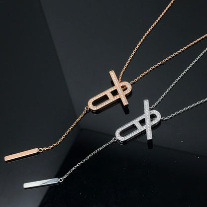 [⭐Miroze]HM NECKLACE PLATINUM ROSE GOLD DIAMOND