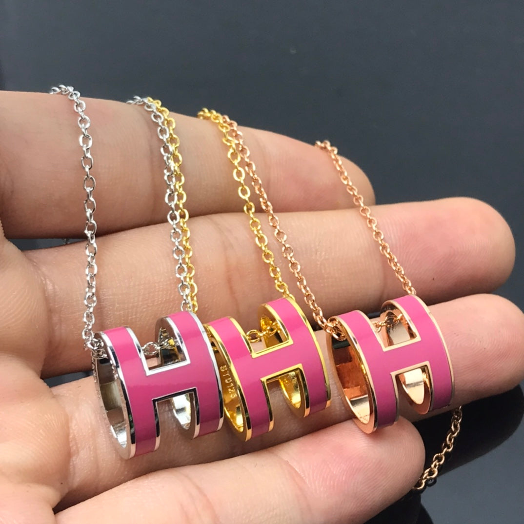 [⭐Miroze]H NECKLACE PINK