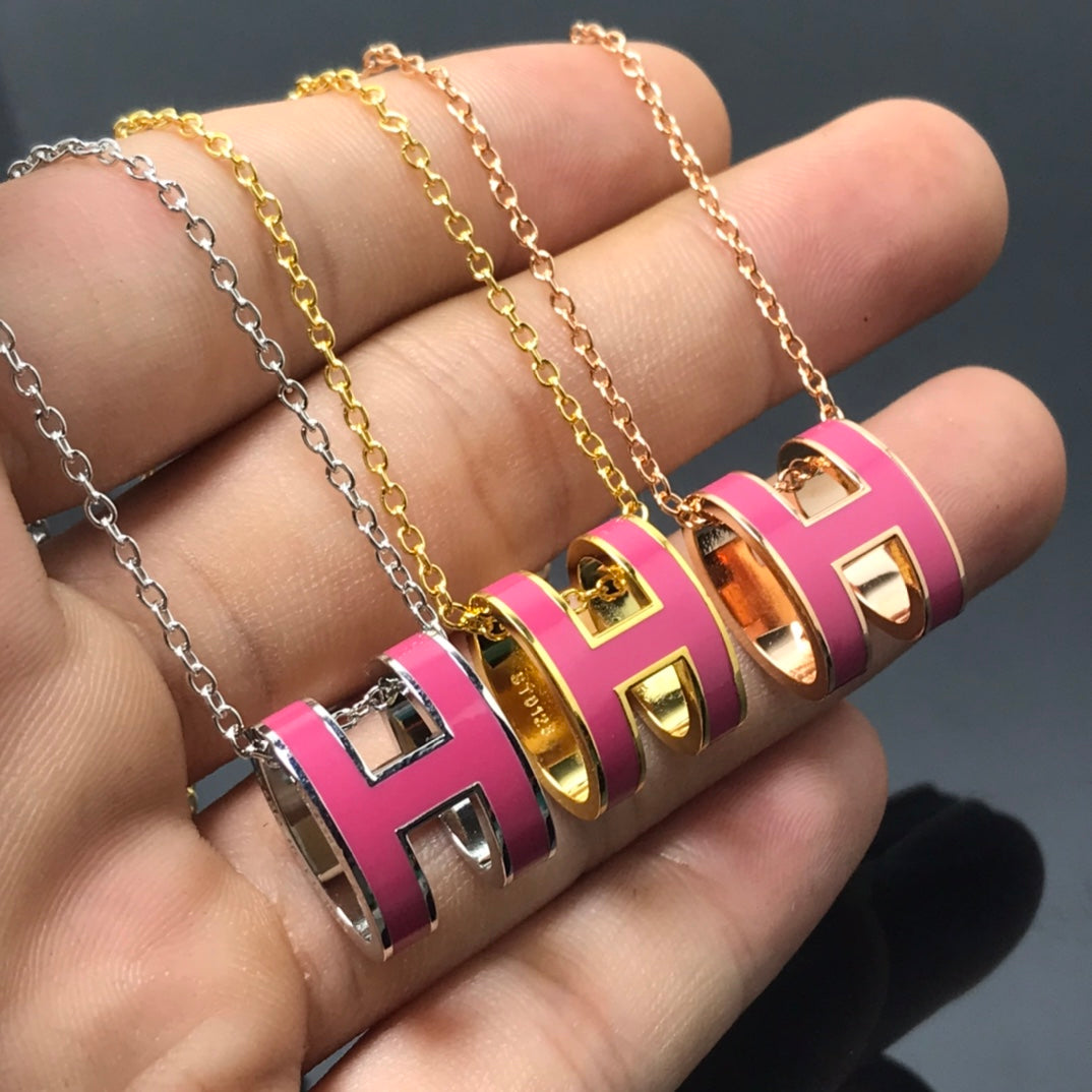 [⭐Miroze]H NECKLACE PINK