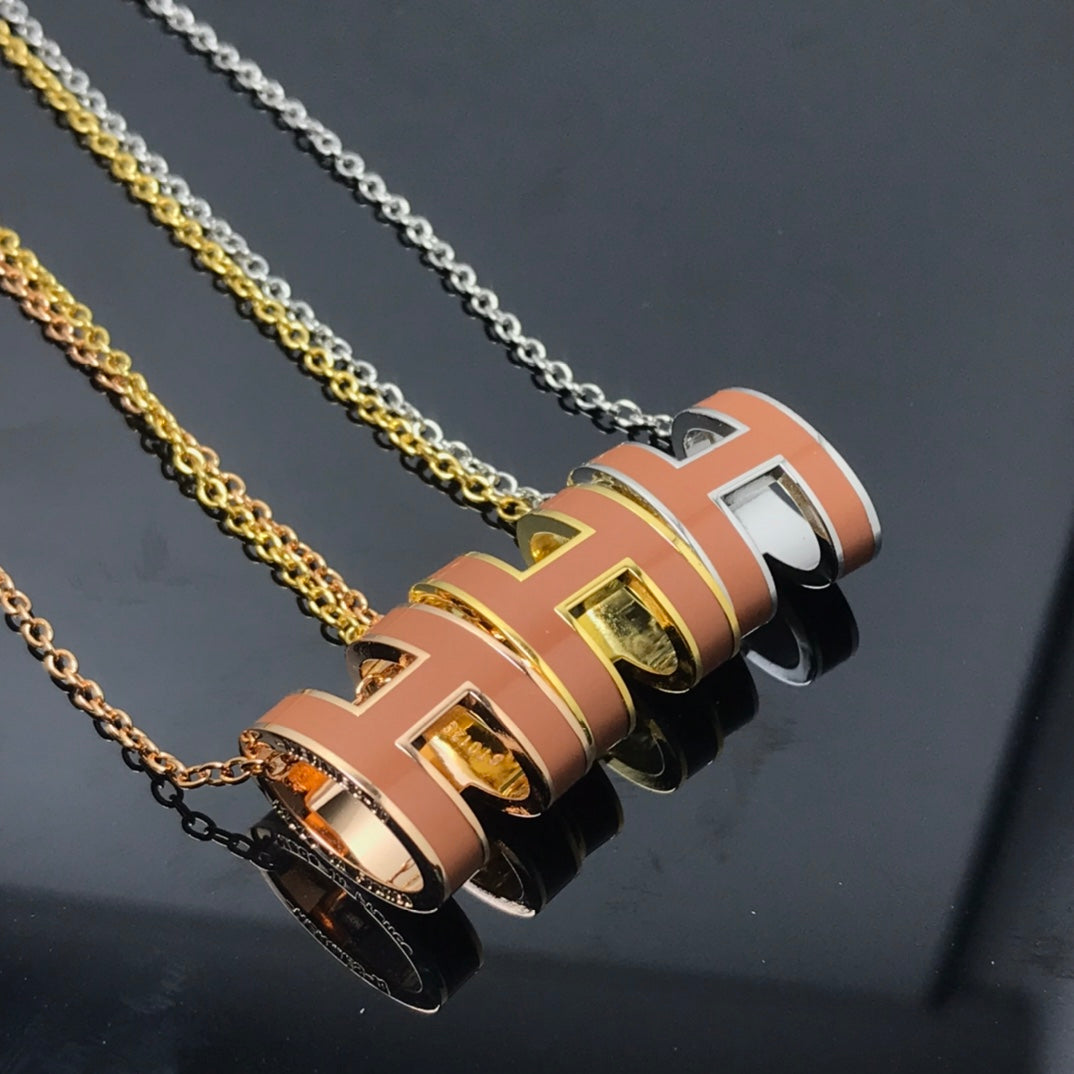 [⭐Miroze]H ネックレス ブラウン