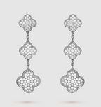 ⭐Miroze CLOVER 3 MOTIF DIAMOND SILVER DROP EARRINGS