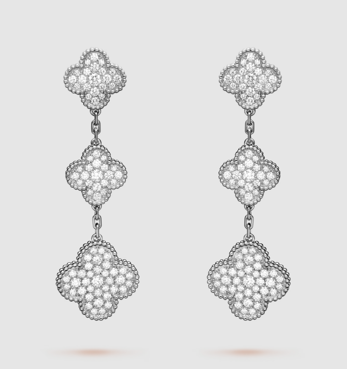 [⭐Miroze] CLOVER 3 MOTIF DIAMOND SILVER DROP EARRINGS