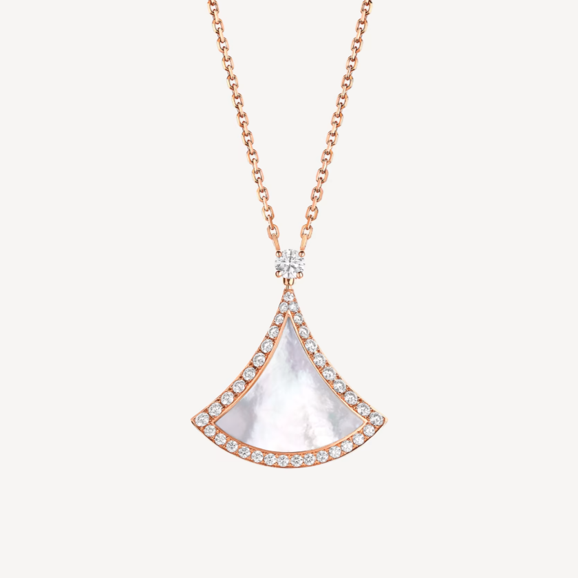 [⭐Miroze]DREAM MOP DIAMOND PAVED PINK GOLD NECKLACE